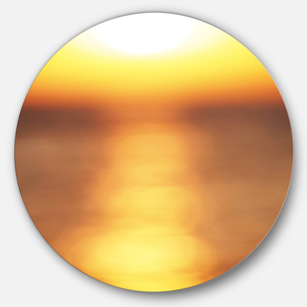 Designart - Abstract Yellow Sunset Reflection' Disc Landscape Wall Art on Metal Wall
